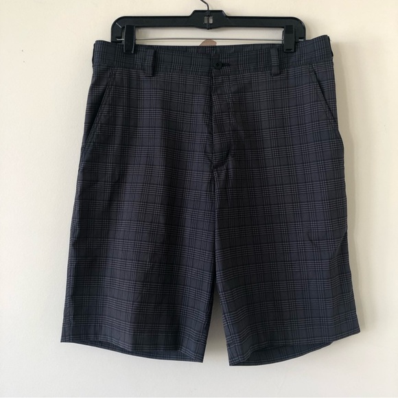 Nike Golf Men’s Dri-Fit Plaid Shorts Black and Charcoal Gray Size Medium - Picture 1 of 8